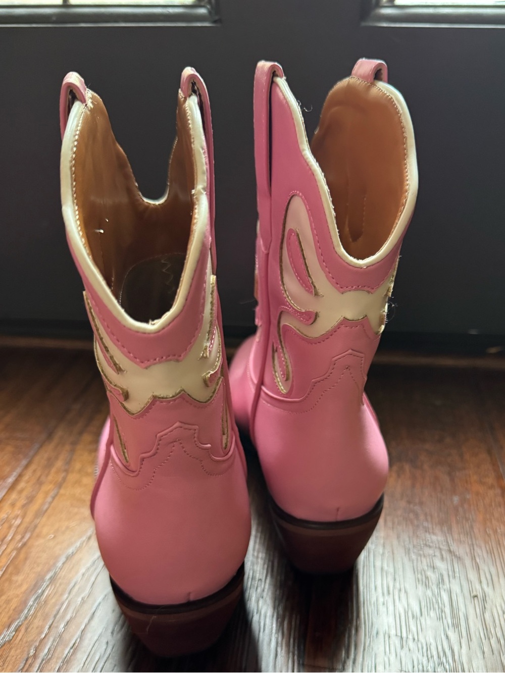 Women's Pink Western Cowboy Boots - Leather Fashion Boots - Picture 3 of 8